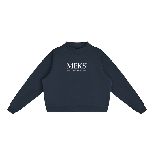 MEKS™ Essential Fleece Mock-Neck Crew Sweatshirt